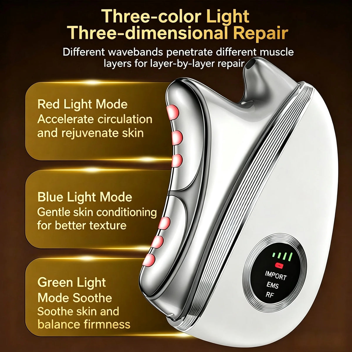 3-in-1 LED Microcurrent Facial Massager and Skin Tightening Wand