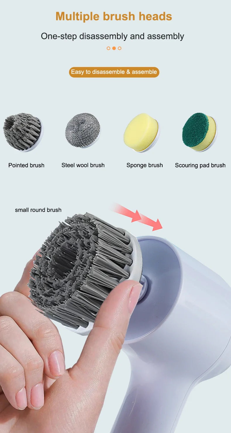 Electric Rotary Cleaning Brush for Kitchen and Bathroom