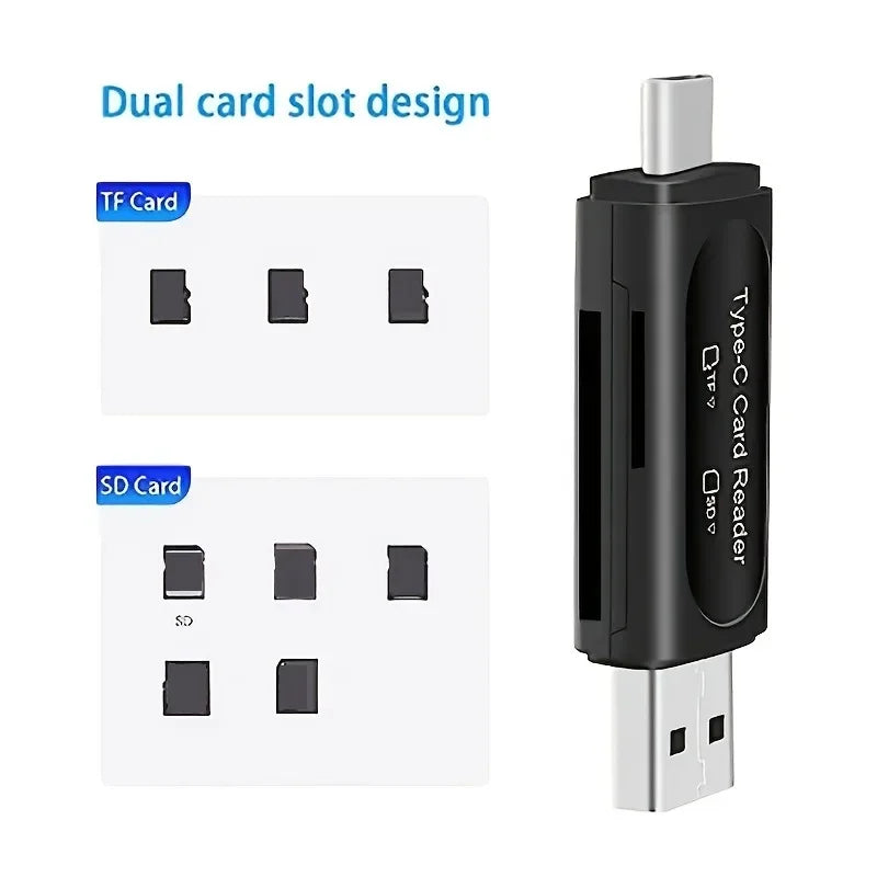 4-in-1 USB 3.0 and Type-C Memory Card Reader - 5