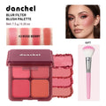 4-Color Matte Pigmented Blush Palette with Makeup Brush