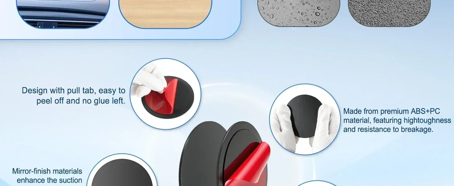Adhesive Dashboard Mounting Disks for Car Suction Cup Holders - 10