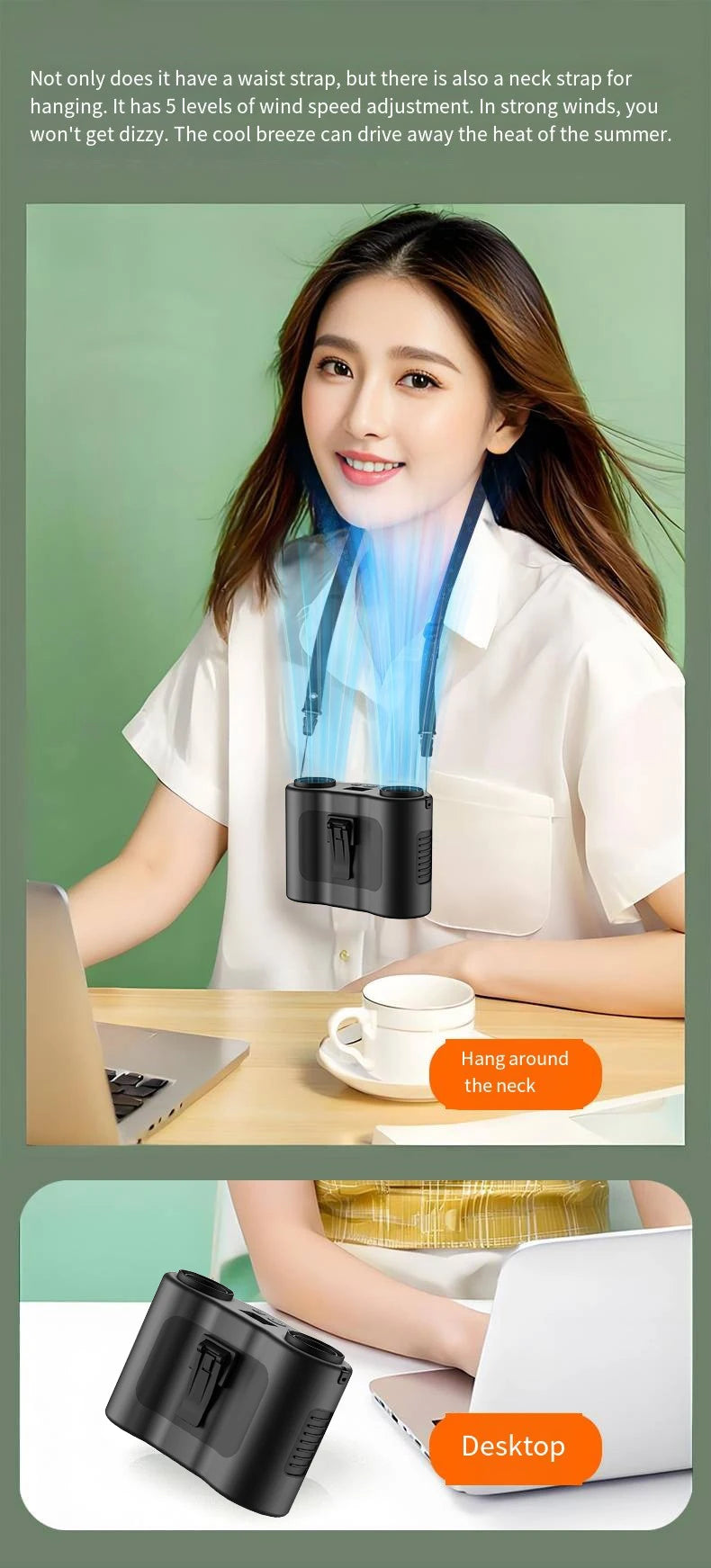 Portable Hands-Free Waist Clip Fan for Outdoor Cooling - 13