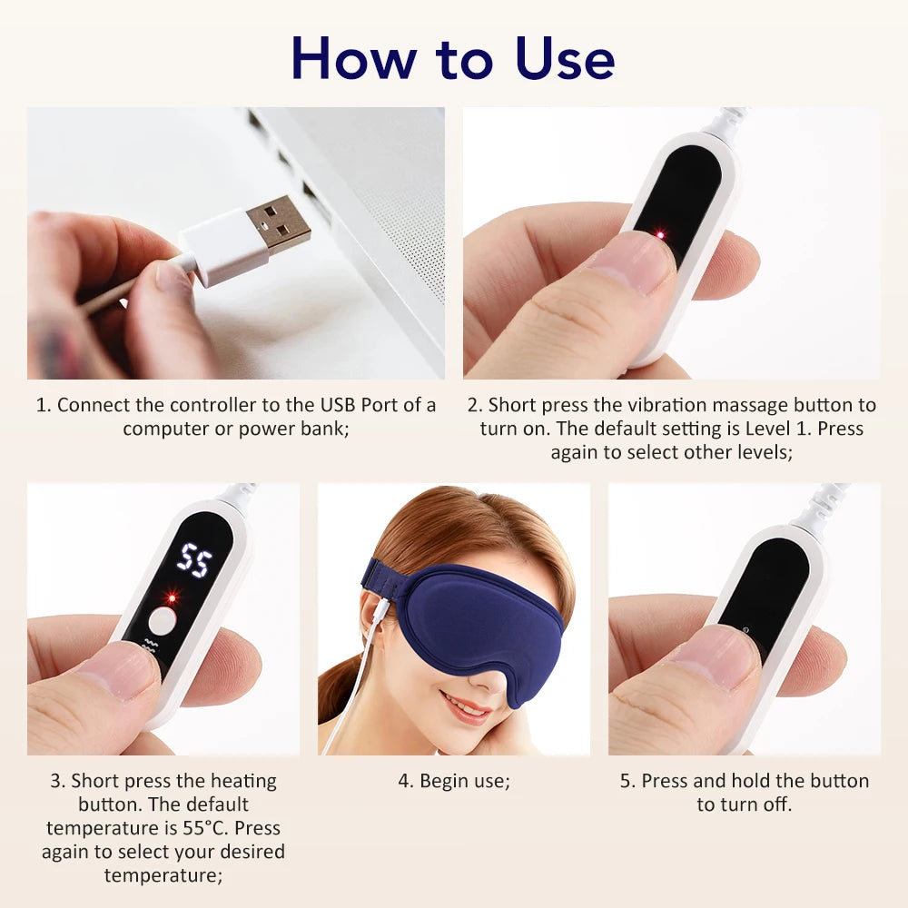 Heated Vibrating Eye Massager for Relaxation and Sleep