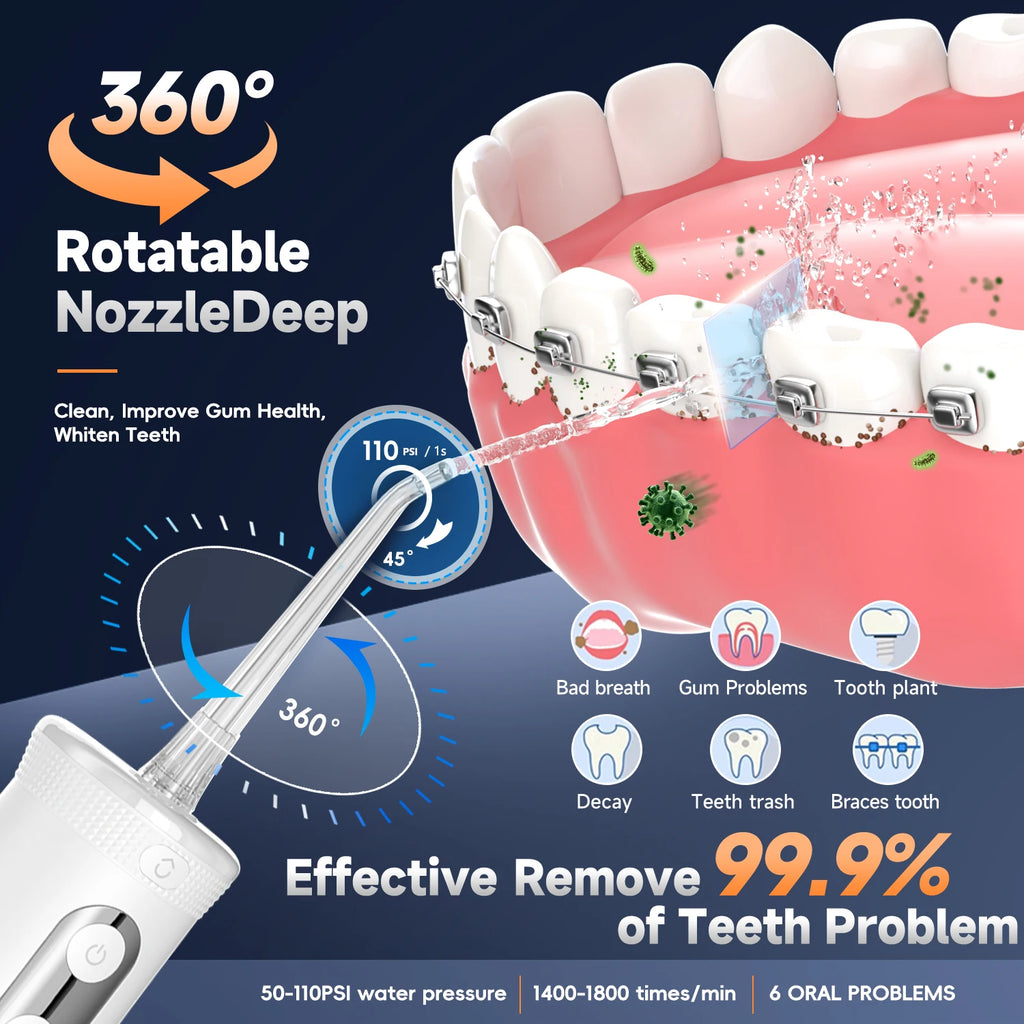 Portable Cordless Electric Water Flosser for Teeth Cleaning