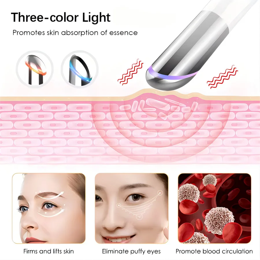 3-in-1 LED Photon Eye and Face Massage Wand