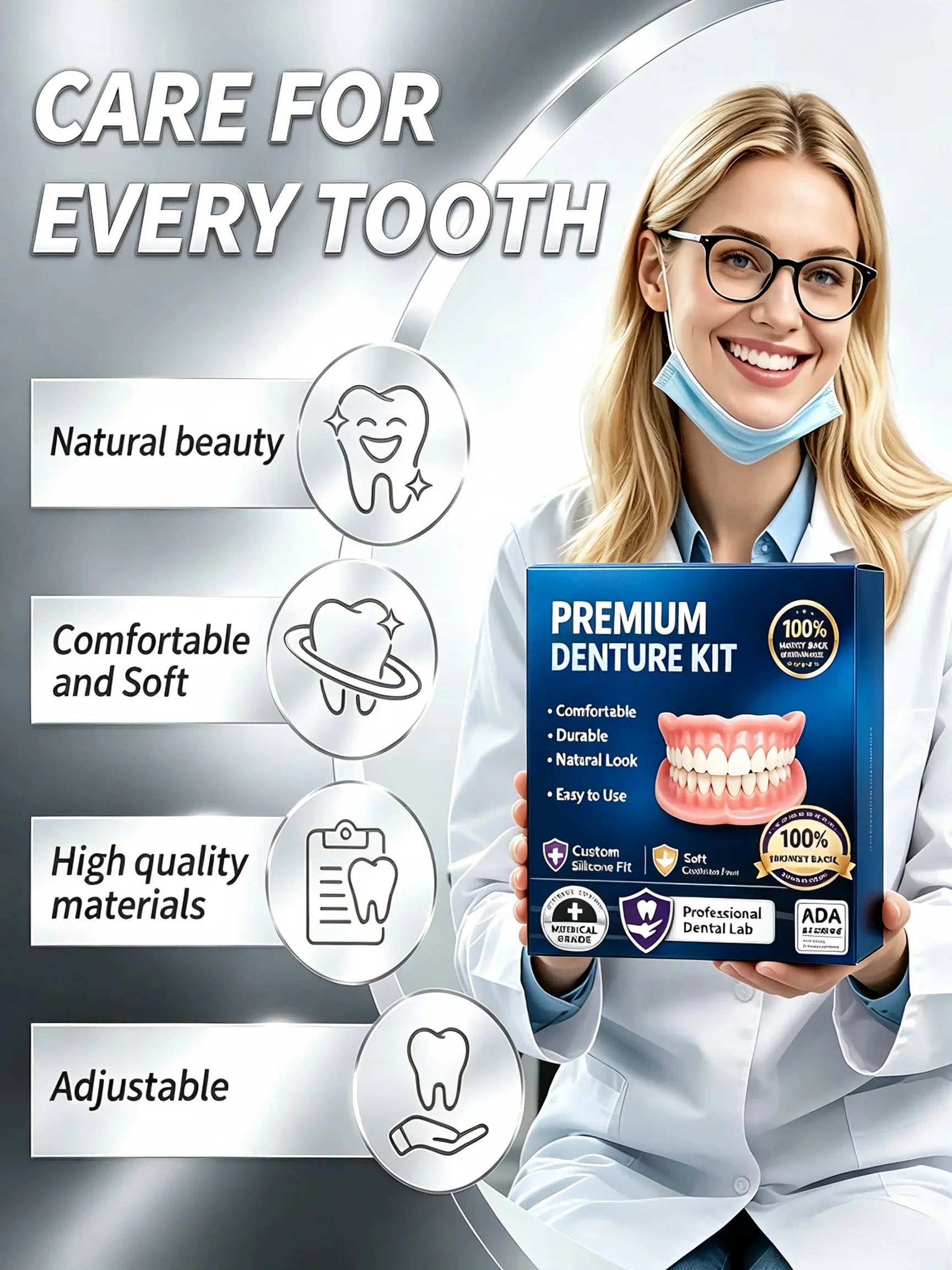 Temporary Silicone Cosmetic Denture Kit for Natural Smile - 11