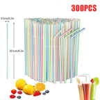 Flexible Multicolor Striped Drinking Straws for Parties and Events