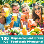Flexible Multicolor Striped Drinking Straws for Parties and Events