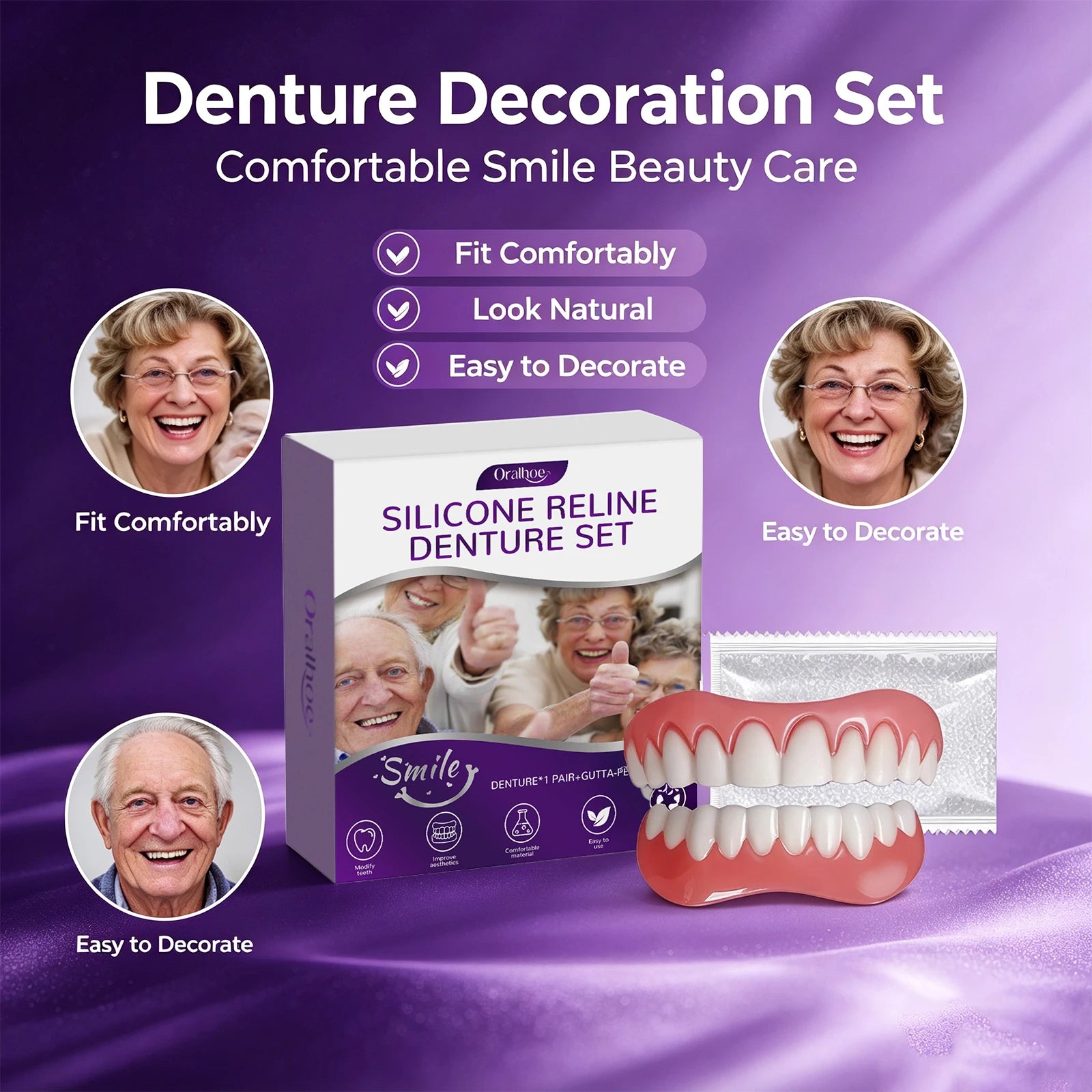 Cosmetic Silicone Denture Set for Natural Smile - 2