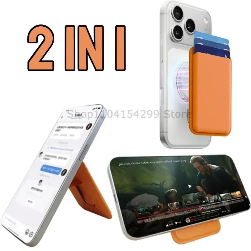 Magnetic Phone Wallet Case with Integrated Stand for MagSafe