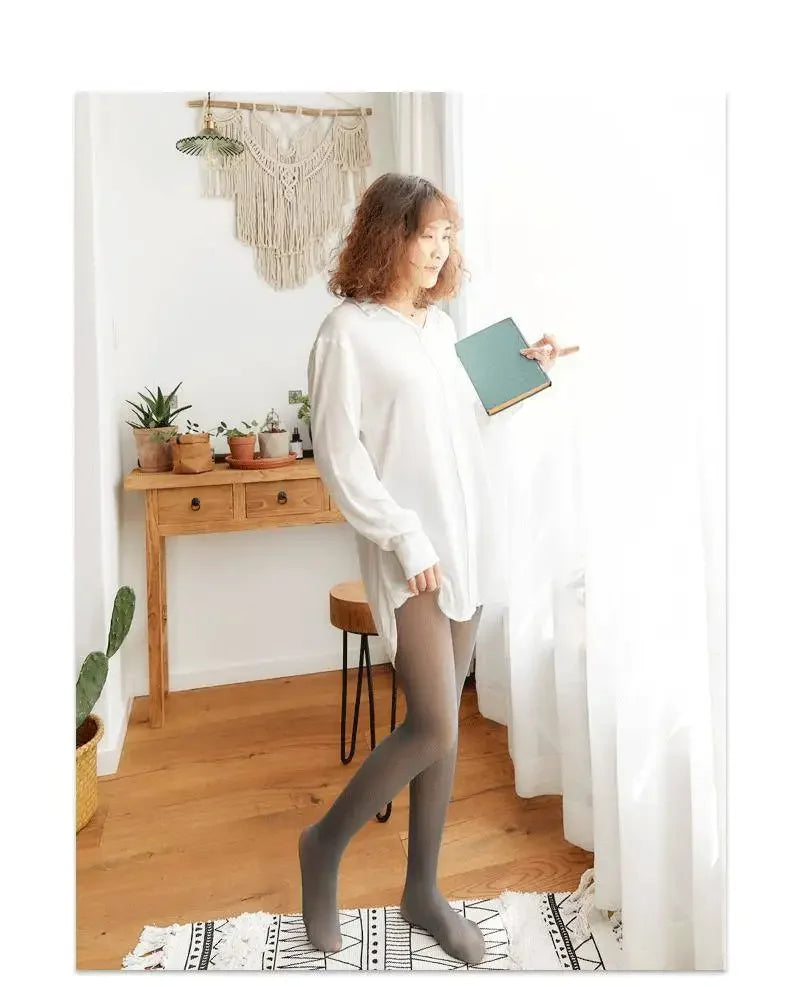 Translucent Fake Skin Thermal Tights for Women - 13