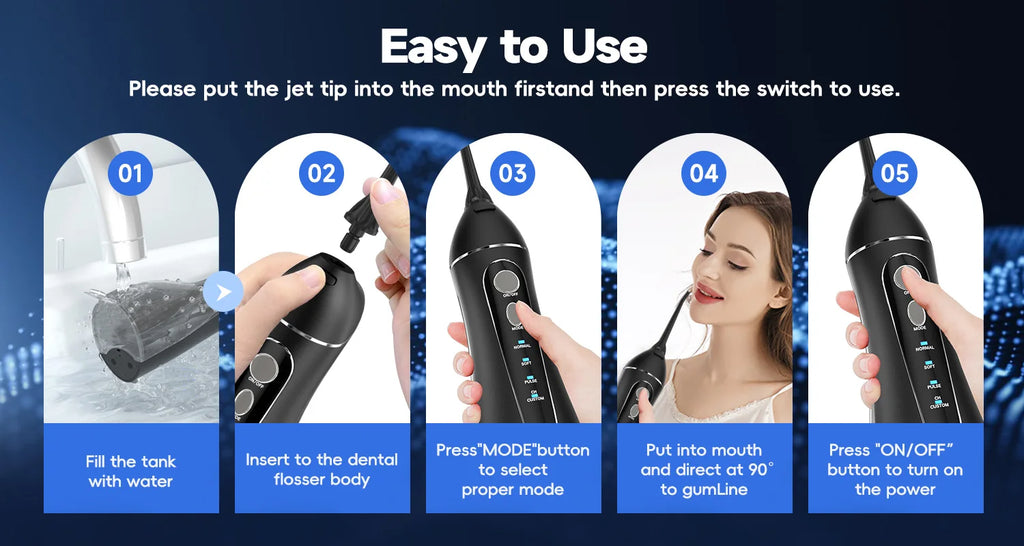Portable Cordless Water Flosser for Teeth Cleaning
