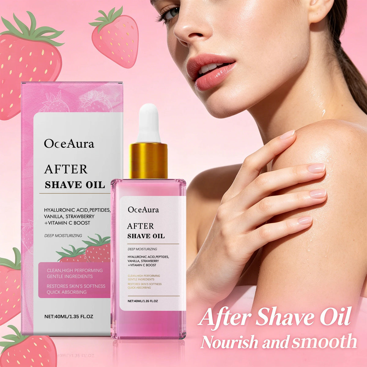 Strawberry Scented Soothing After Shave Oil for Hair Removal