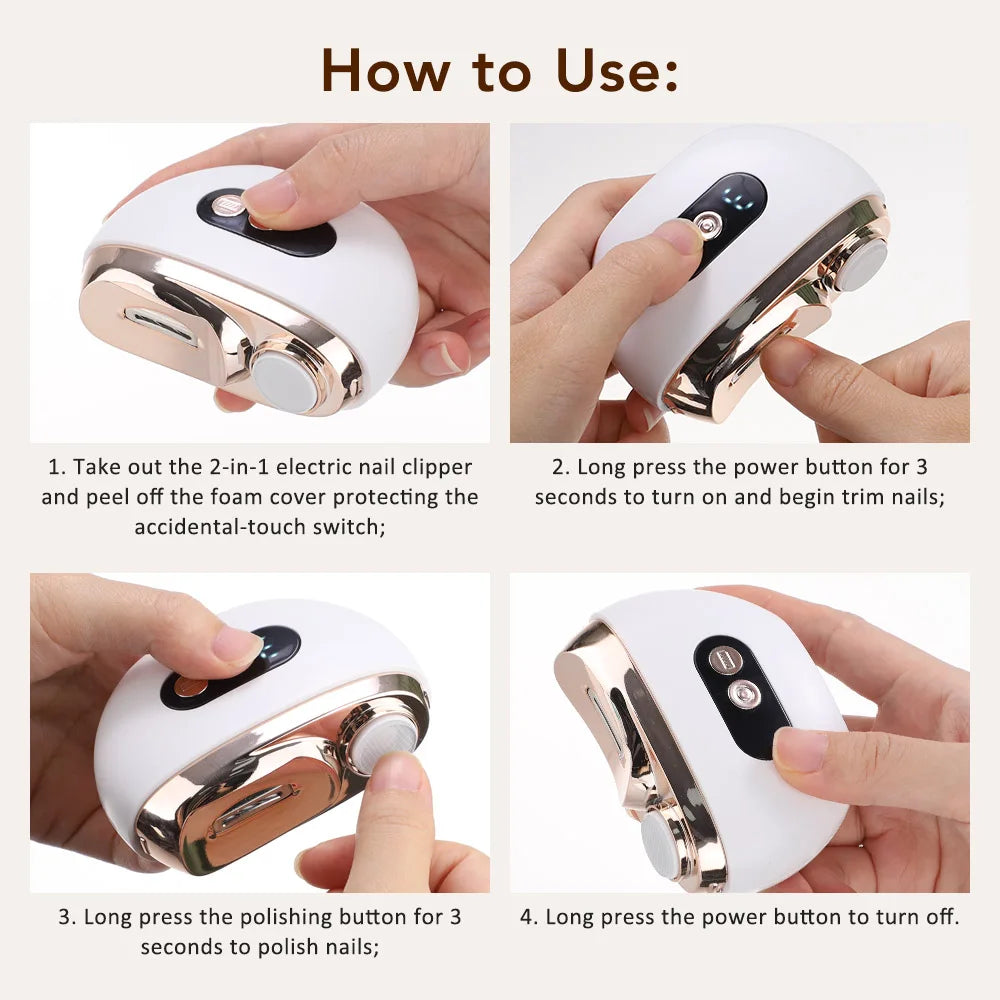 Electric 2-in-1 Automatic Nail Clipper and Trimmer