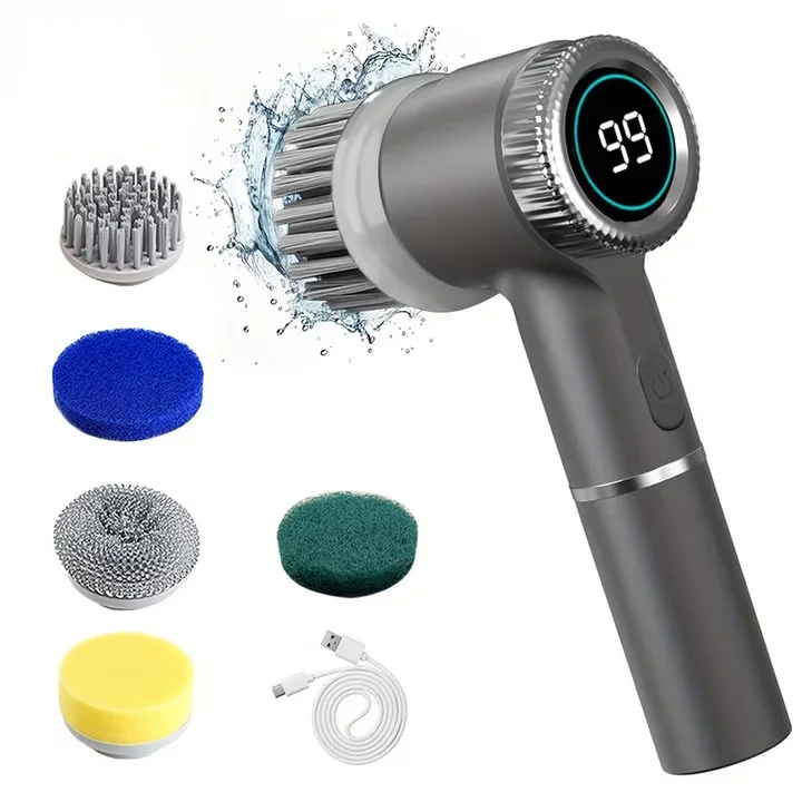 Electric Power Spin Scrubber with 5 Replaceable Brush Heads