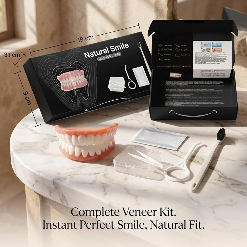 Complete Denture Set with Storage Case and Cleaning Kit