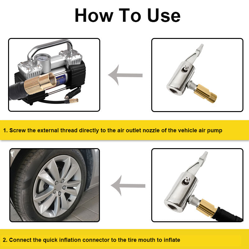 90-Degree Locking Tire Inflator Air Chuck for Cars and Bikes - 14
