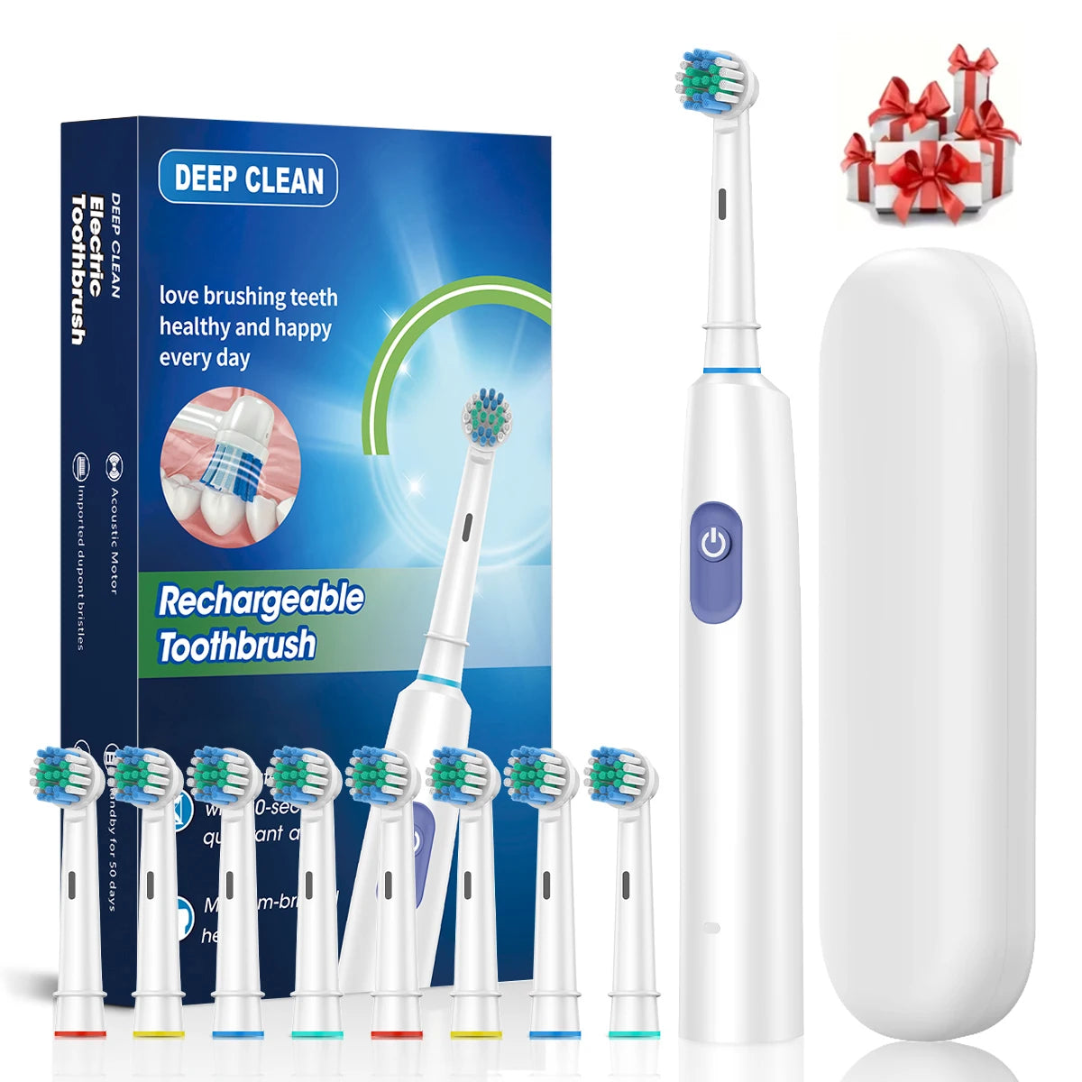 Rechargeable Electric Toothbrush with 8 Replacement Heads - 15