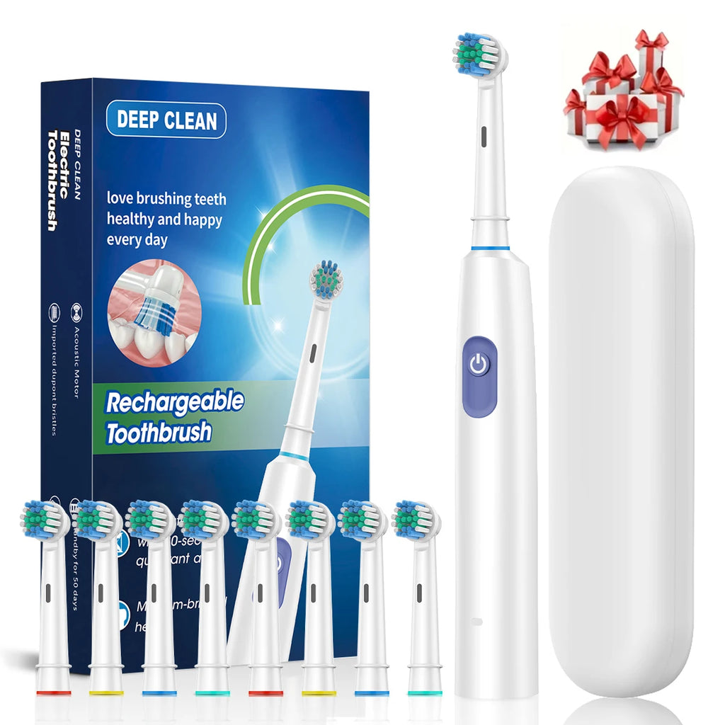 Rechargeable Electric Toothbrush with 8 Replacement Heads