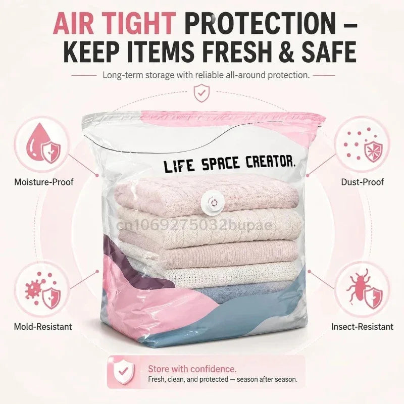 Pump-Free Vacuum Compression Storage Bags for Bedding and Clothes - 8