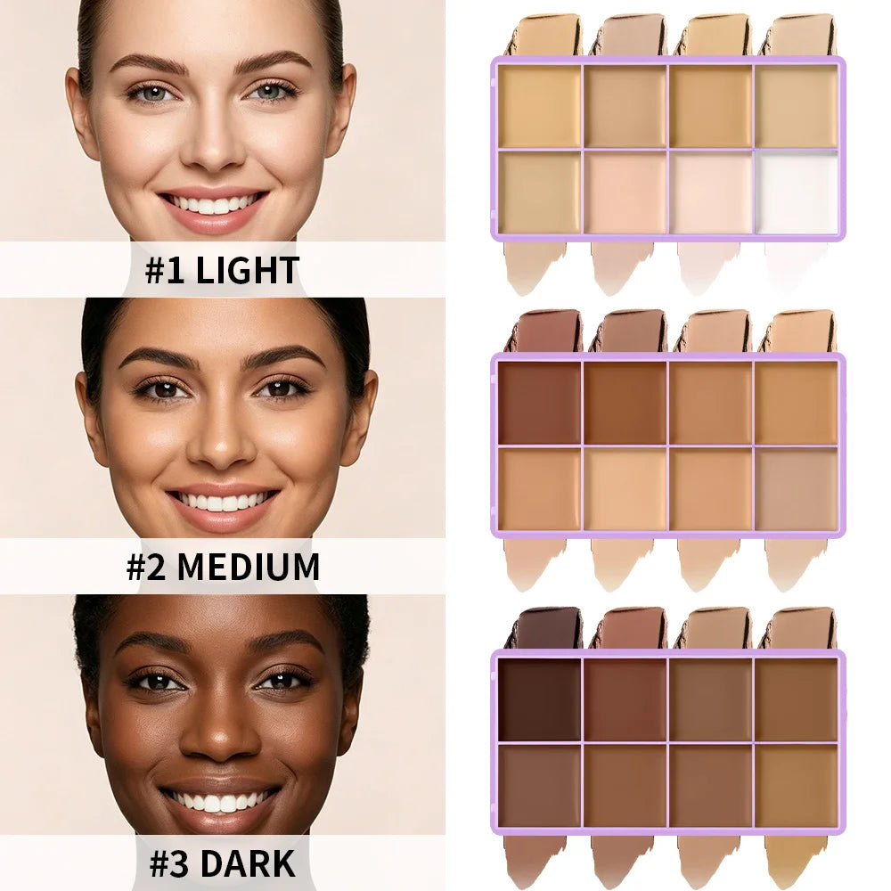 8-Shade Waterproof Full Coverage Cream Concealer Palette