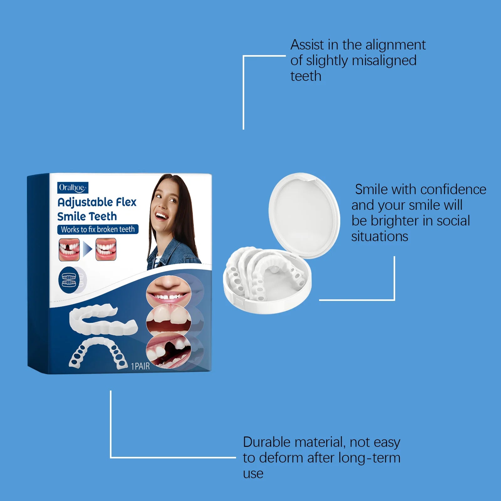 Adjustable Snap-On Smile Veneers for Missing Teeth - 16