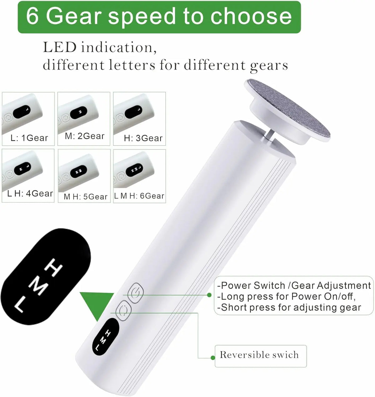 Electric Cordless Foot Callus Remover with 6 Speed Settings