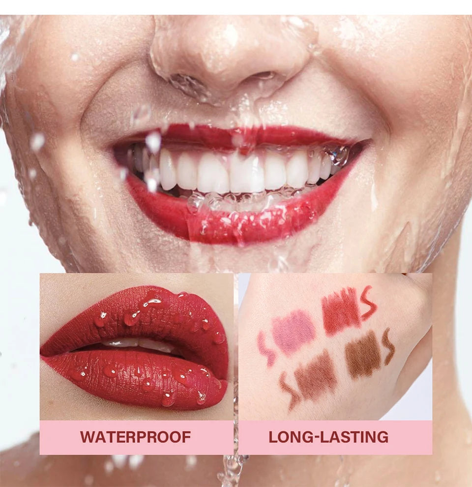 Waterproof Matte Lip Liner Pencil Set for Defined Lips