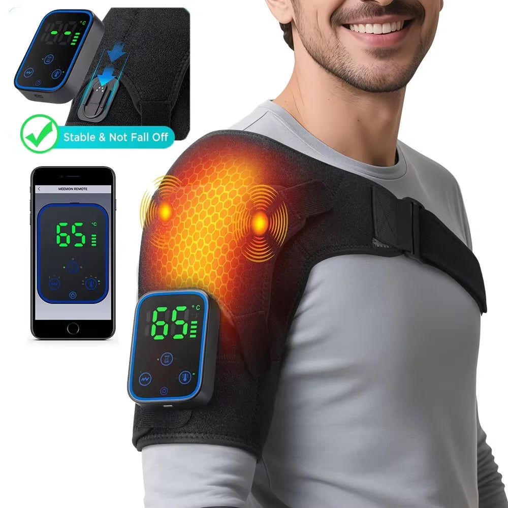 Wireless Heated Shoulder Massager with Vibration and App Control