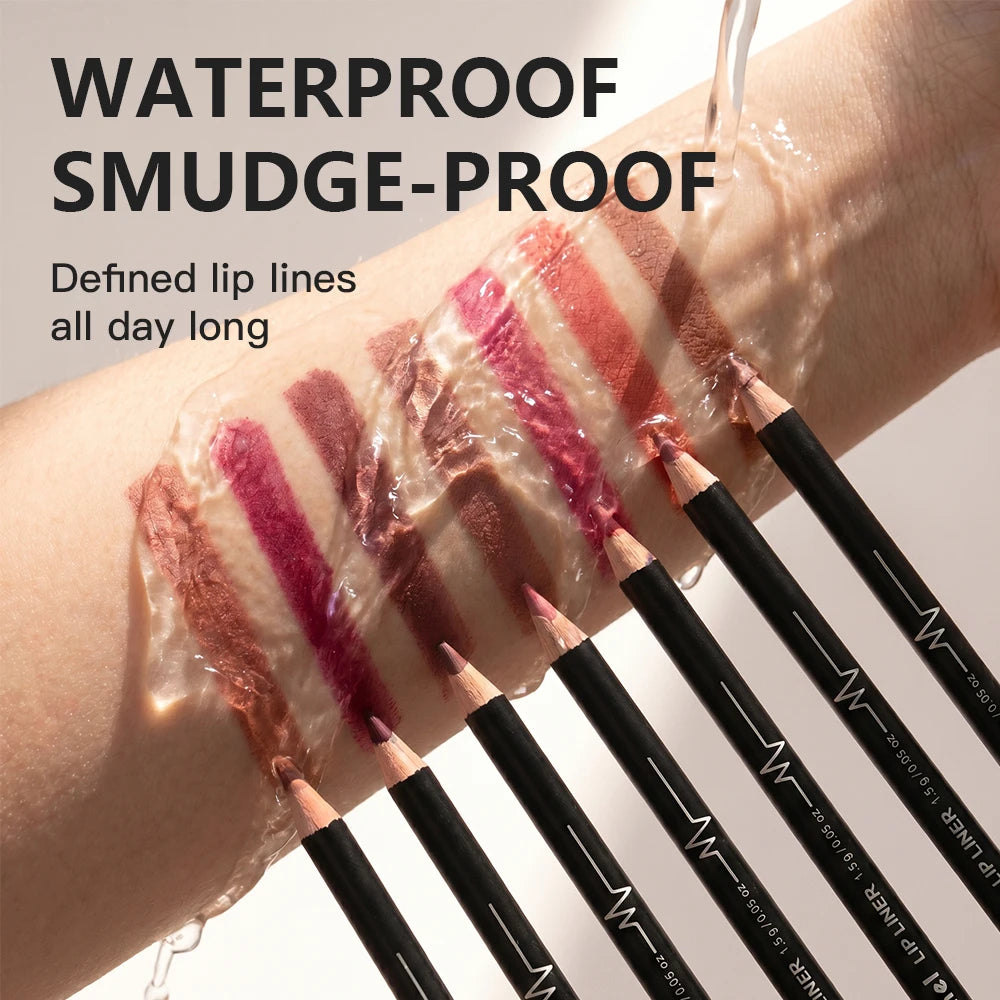 Professional 12-Color Waterproof Lip Liner Pencil Set