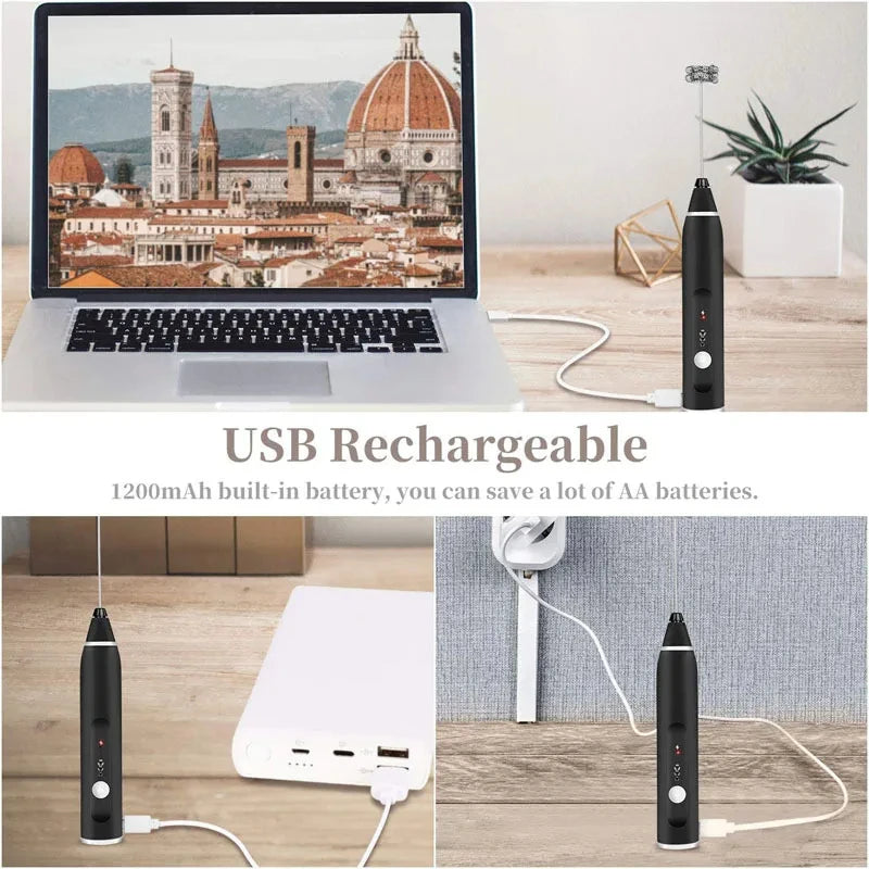 Rechargeable Electric Handheld Milk Frother and Whisk - 6