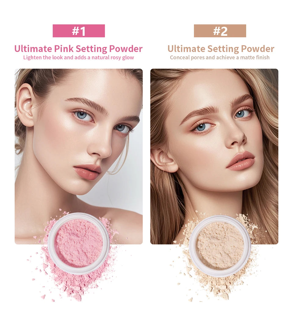 Matte Pink Loose Setting Powder for Oil Control and Pore Blurring