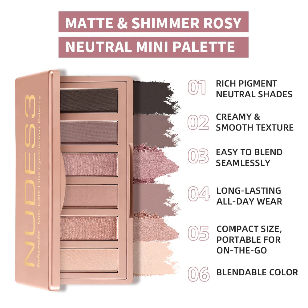 6-Color Soft Pink Neutral Eyeshadow Palette