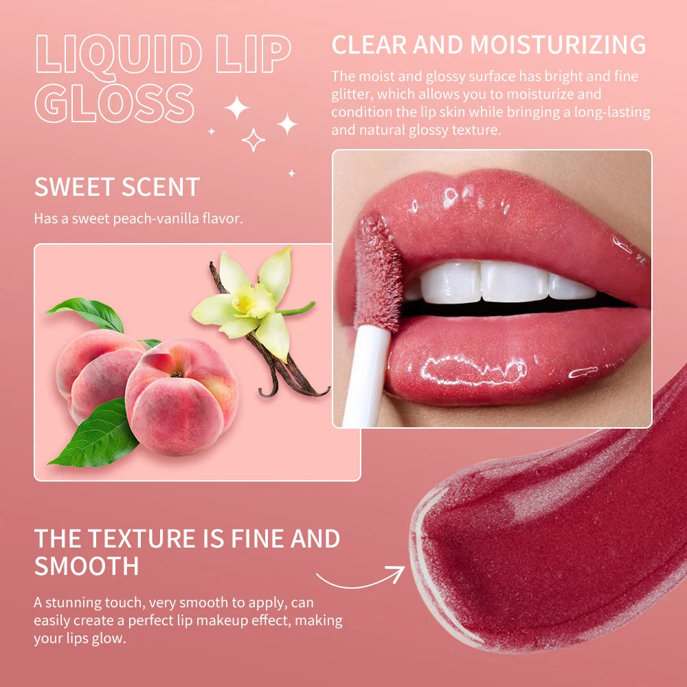 Moisturizing Liquid Glitter Lip Gloss for Plump Lips - 6
