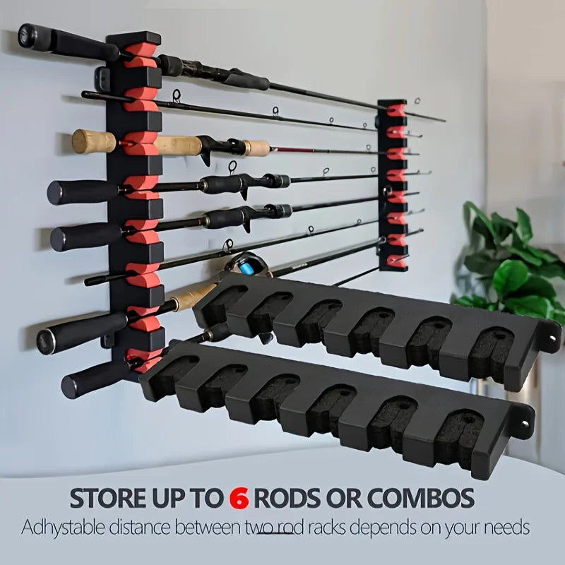 Wall Mounted Horizontal Fishing Rod Storage Rack