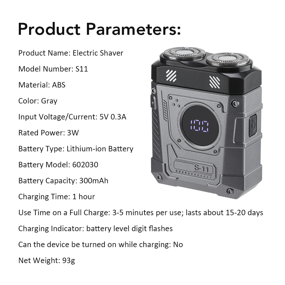 Portable Electric Dual Head Shaver for Men