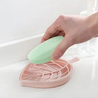 Leaf-Shaped Self-Draining Soap Holder for Bathroom and Shower