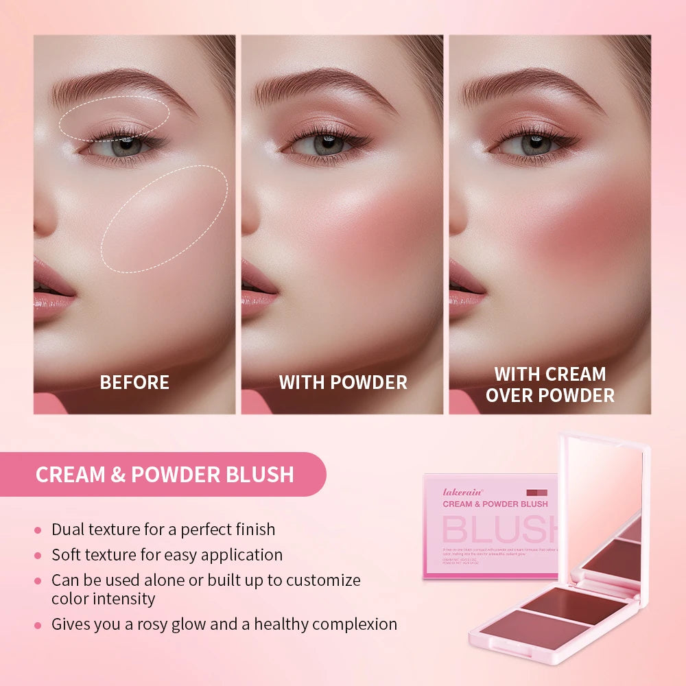 2-in-1 Cream and Powder Blush Palette for Radiant Glow
