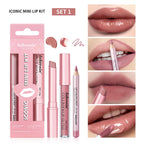 3-in-1 Waterproof Lip Liner, Lipstick, and Gloss Makeup Kit