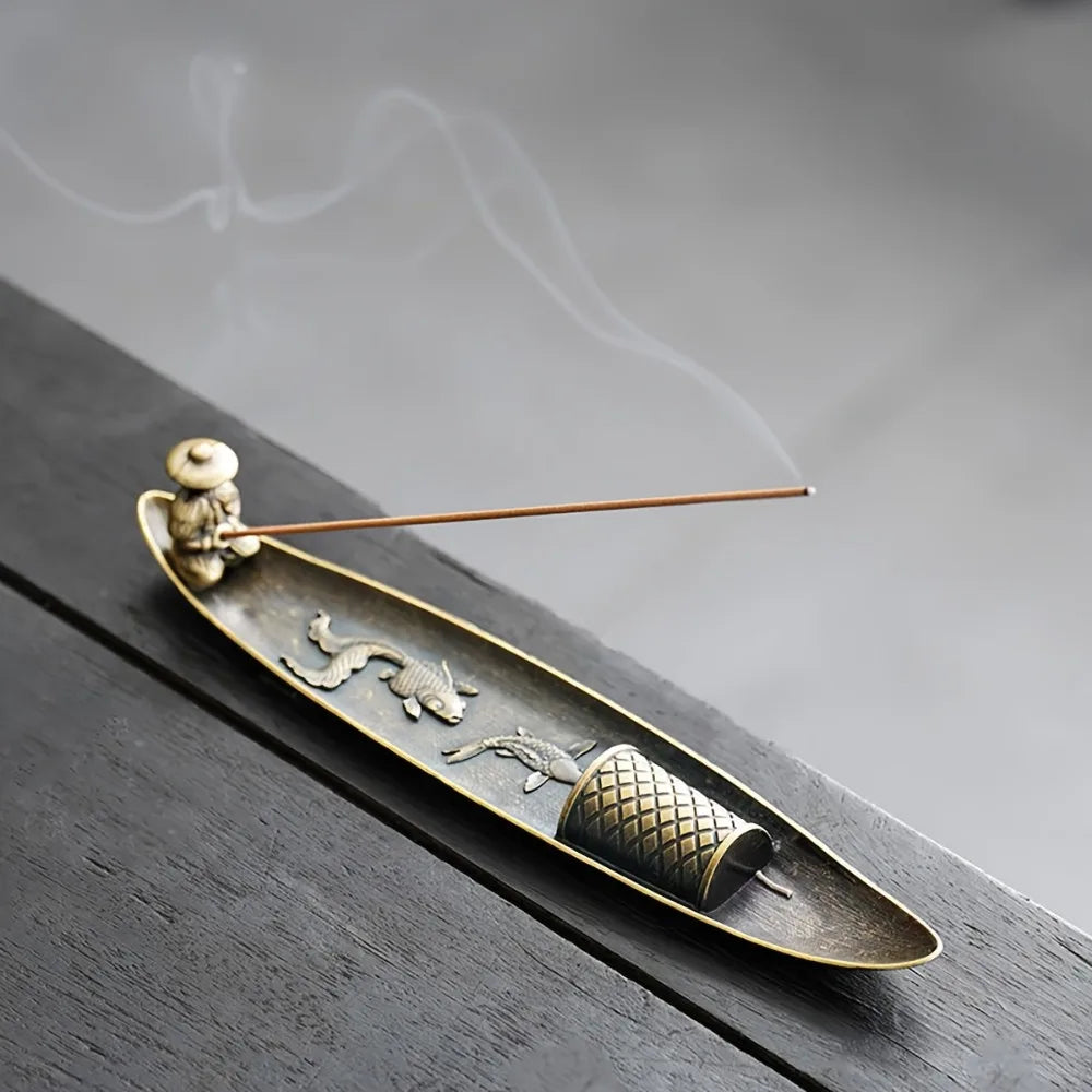 Ancient Style Boat Incense Stick Holder for Aromatherapy