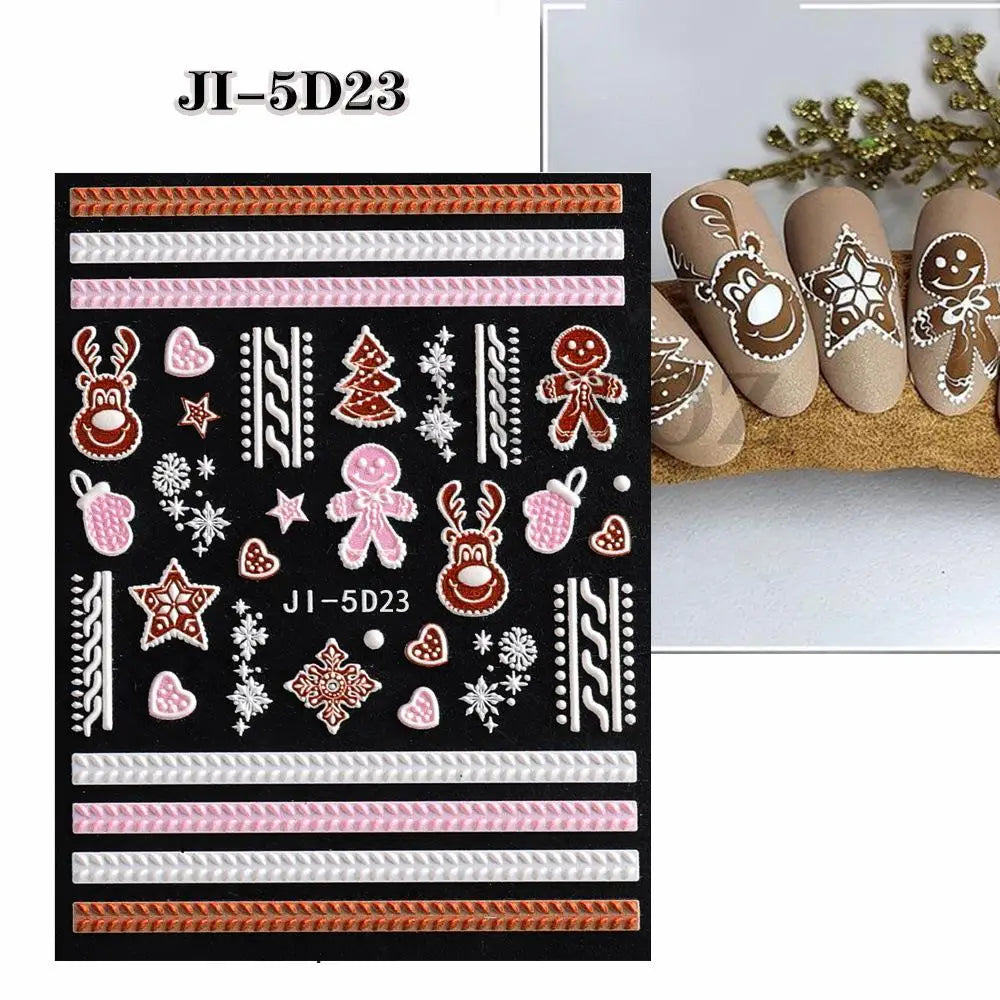 3D Christmas Cartoon Self-Adhesive Nail Art Decal Stickers