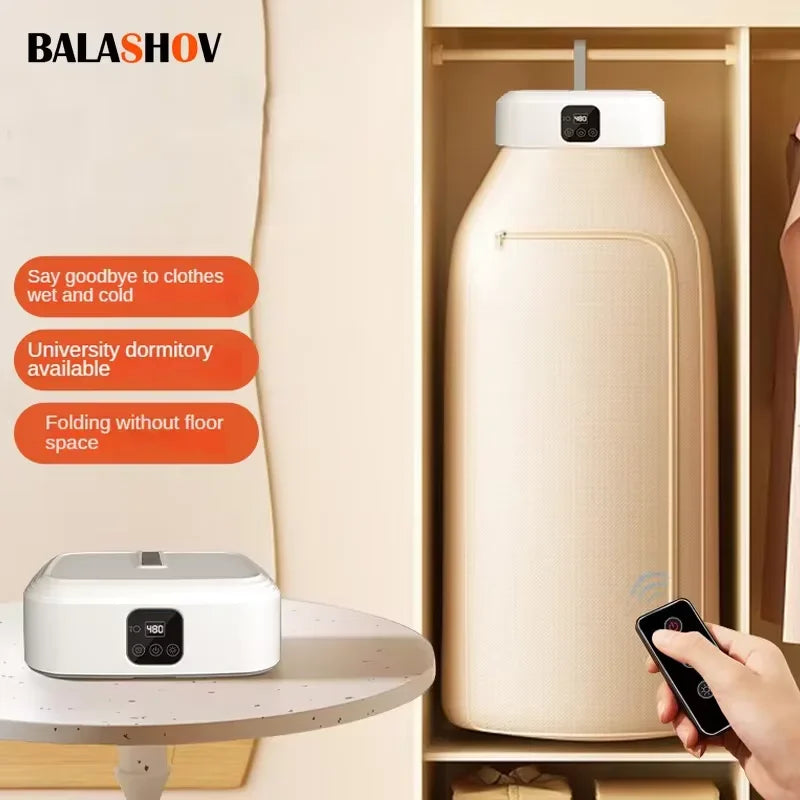 Portable Electric Folding Clothes Dryer with Remote Control - 1