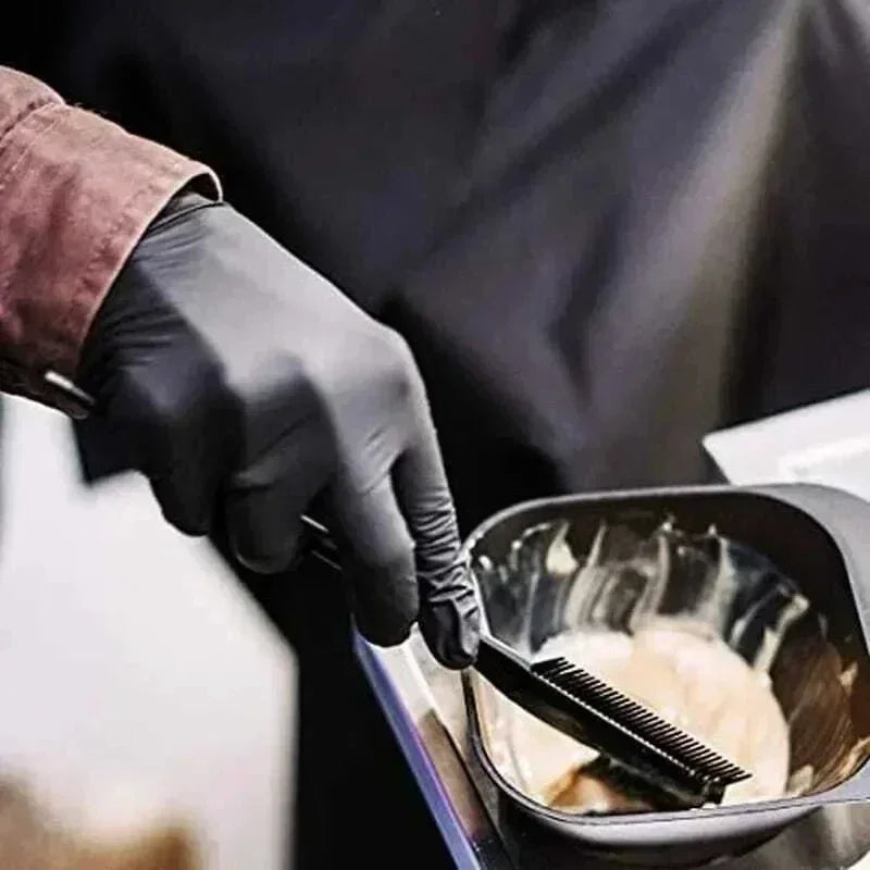 Disposable Black Nitrile Protective Gloves - 12