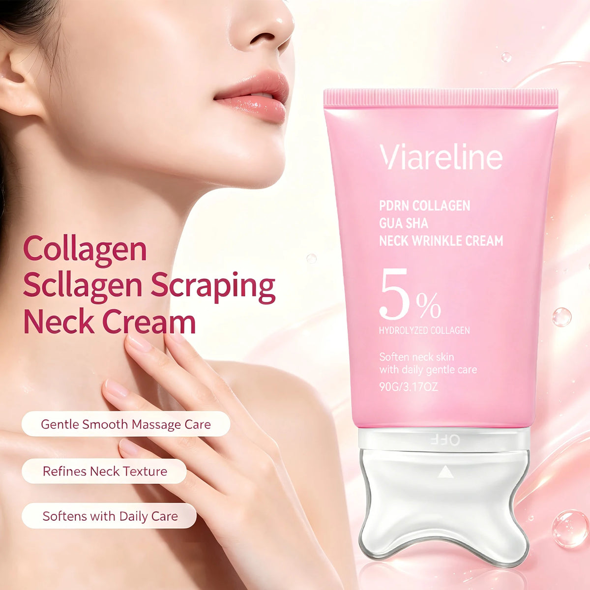 Collagen Firming Neck Cream with Integrated Gua Sha Massager
