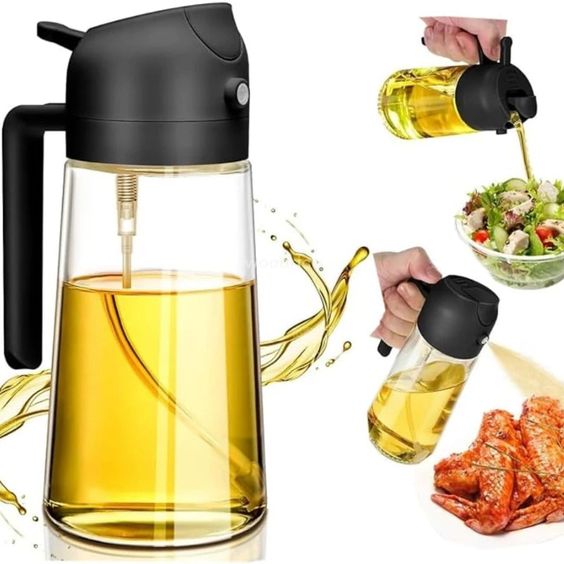 2-in-1 Glass Oil Dispenser and Sprayer for Kitchen