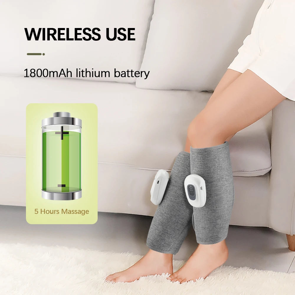 Wireless Air Compression Leg and Calf Massager for Muscle Recovery