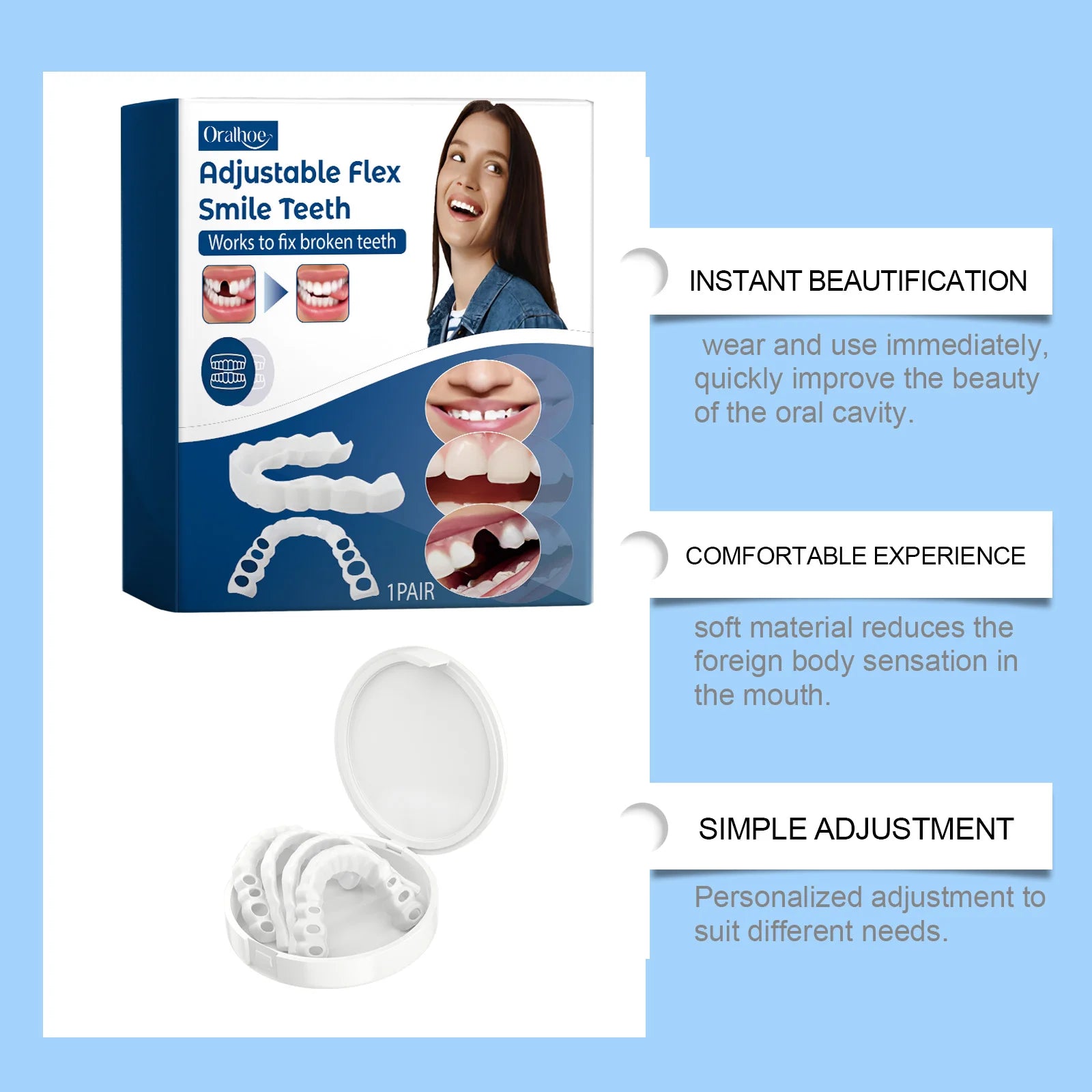 Adjustable Snap-On Smile Veneers for Missing Teeth - 14