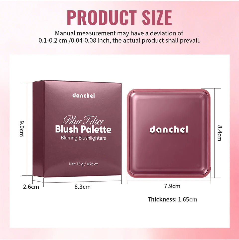 4-Color Matte Pigmented Blush Palette with Makeup Brush - 15
