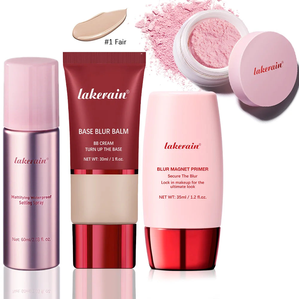 4-Piece Long-Lasting Waterproof Makeup Base and Setting Set - 28