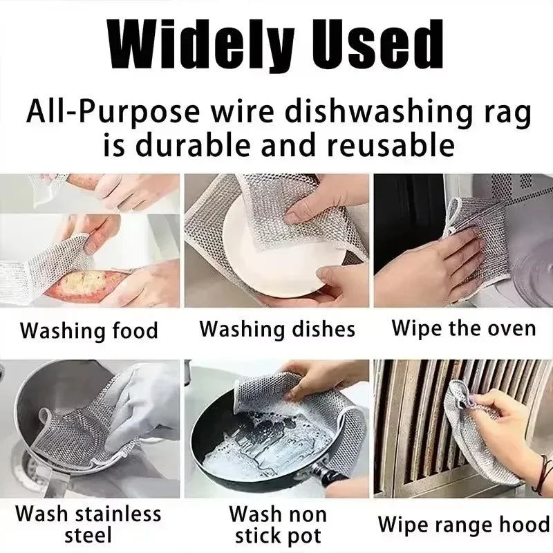 Double-Sided Non-Stick Silver Wire Kitchen Cleaning Cloth - 3